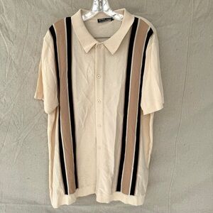NWT PJ Paul Jones Vintage Striped Apricot/Tan Men's Short Sleeve Polo Size XL